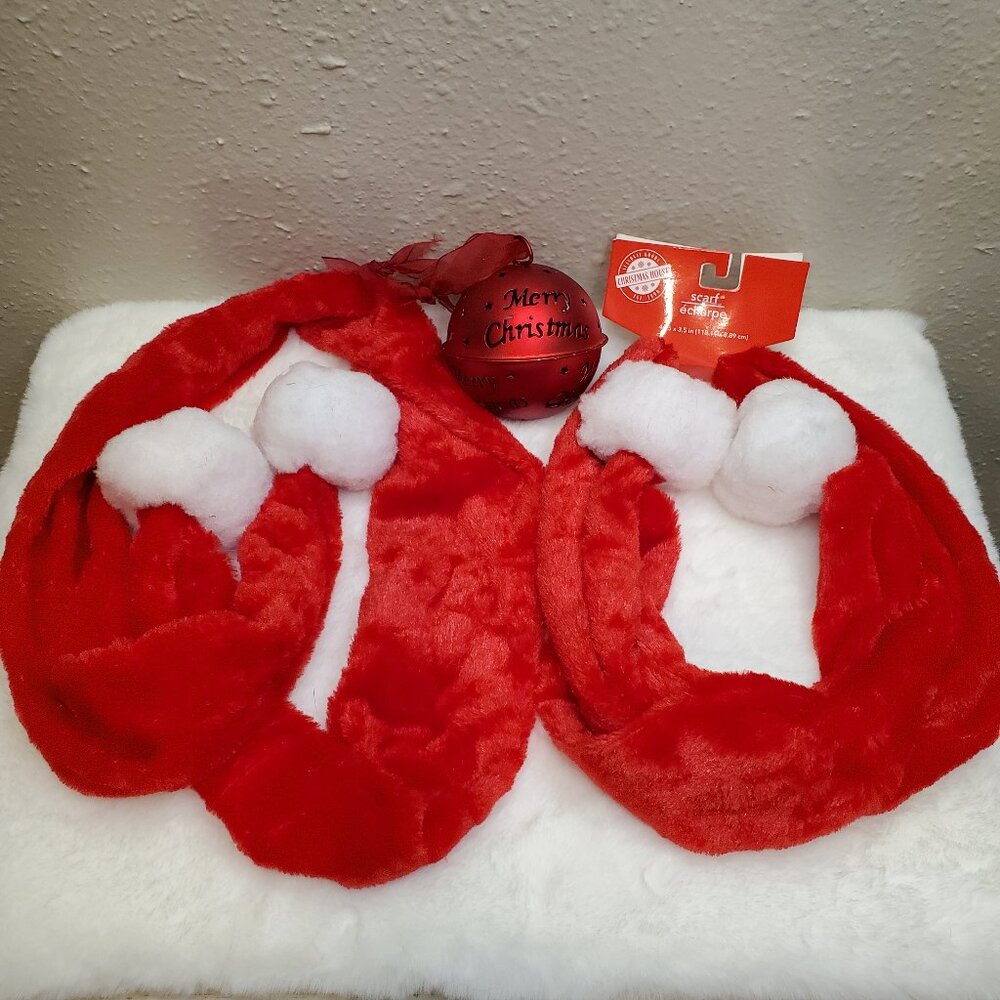 Christmas Scarves with Bells & Merry Christmas Bell Hanger Ornament